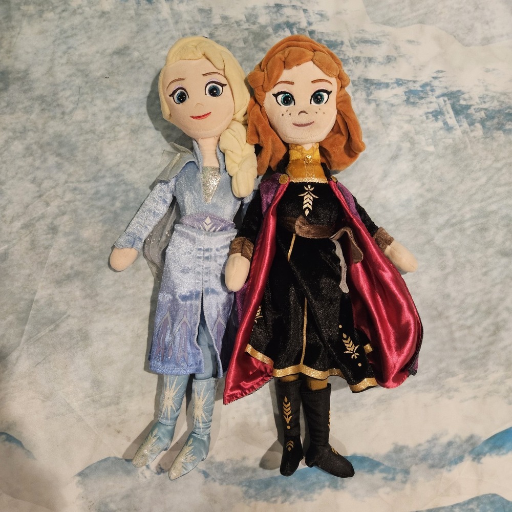 TY Sparkle Frozen Anna Elsa Plush Doll Bundle 16" Disney Plush Pair